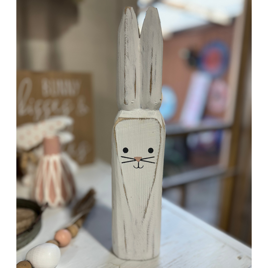 Mudpie Small White Wooden Bunny