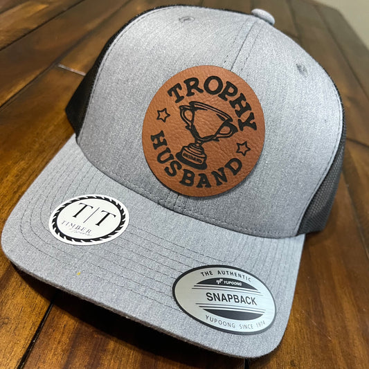 "Trophy Husband" Leather Patch Baseball Cap by Timber & Twine