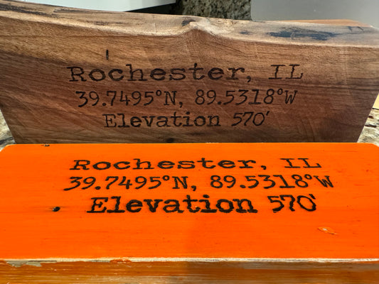 Rochester, IL Coordinates Hand-Crafted Wood Decor