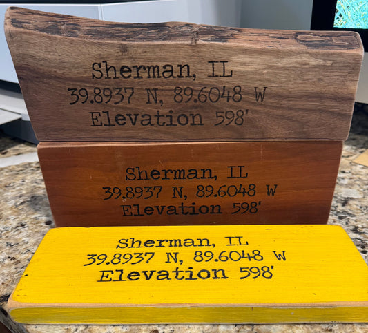 Sherman, IL Coordinates Hand-Crafted Wood Decor (Copy)