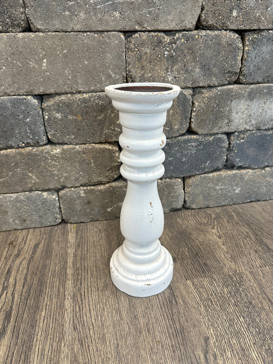 Round White Wood Candle Stand