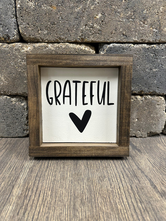 Grateful Wood Framed Sign