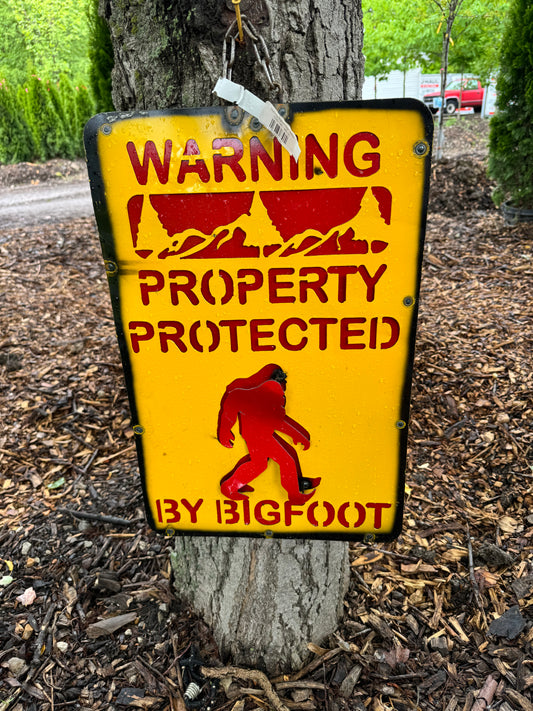 Warning Bigfoot Sign Yellow