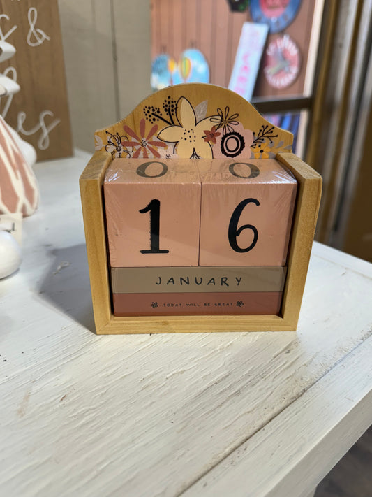 Pink Floral Calendar Block Set