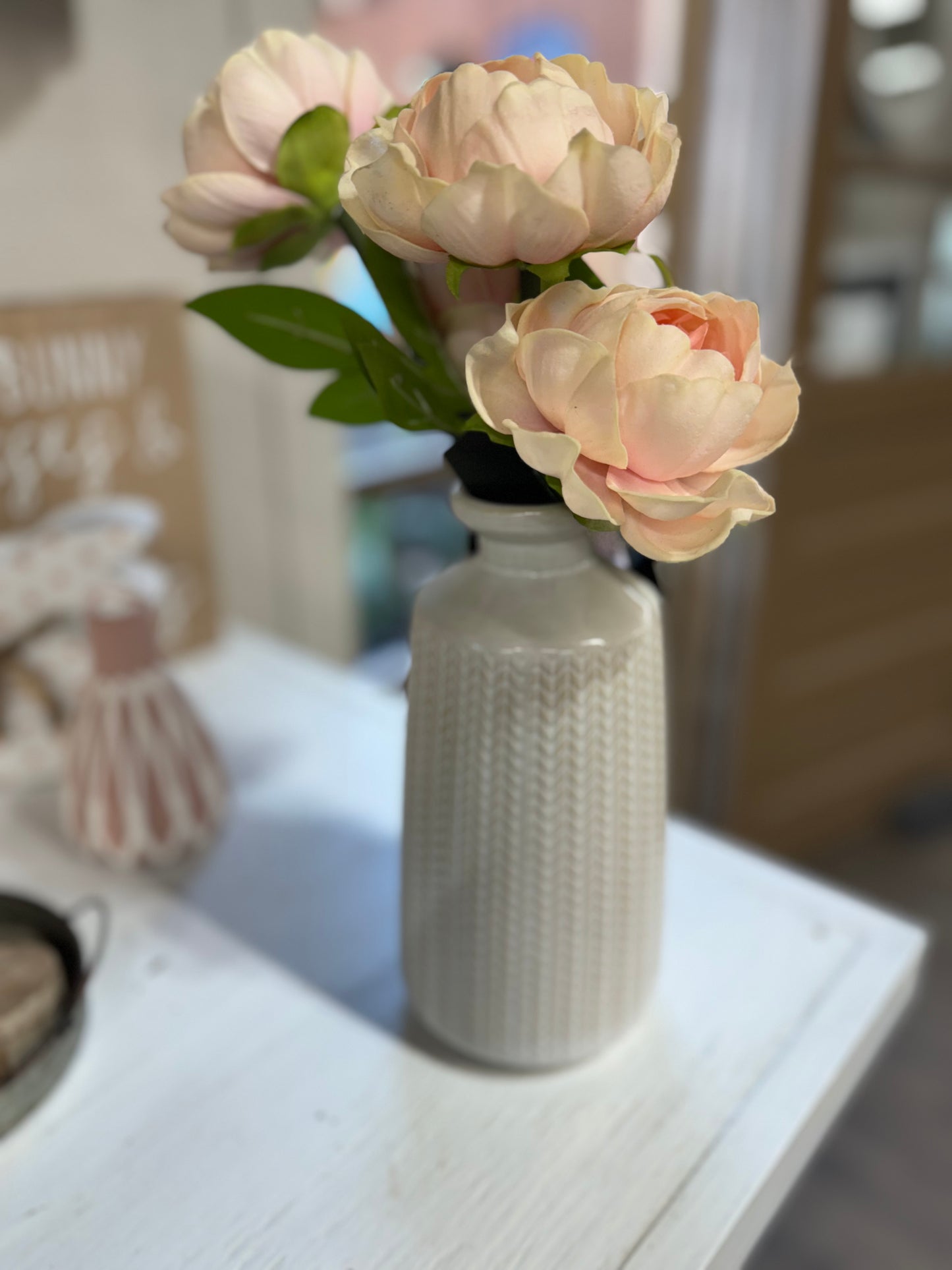 Herringbone Cream Ceramic Vases