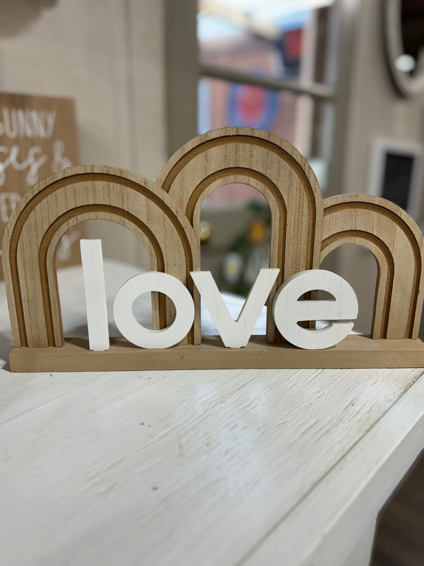 Wooden Arch Rainbow Sign