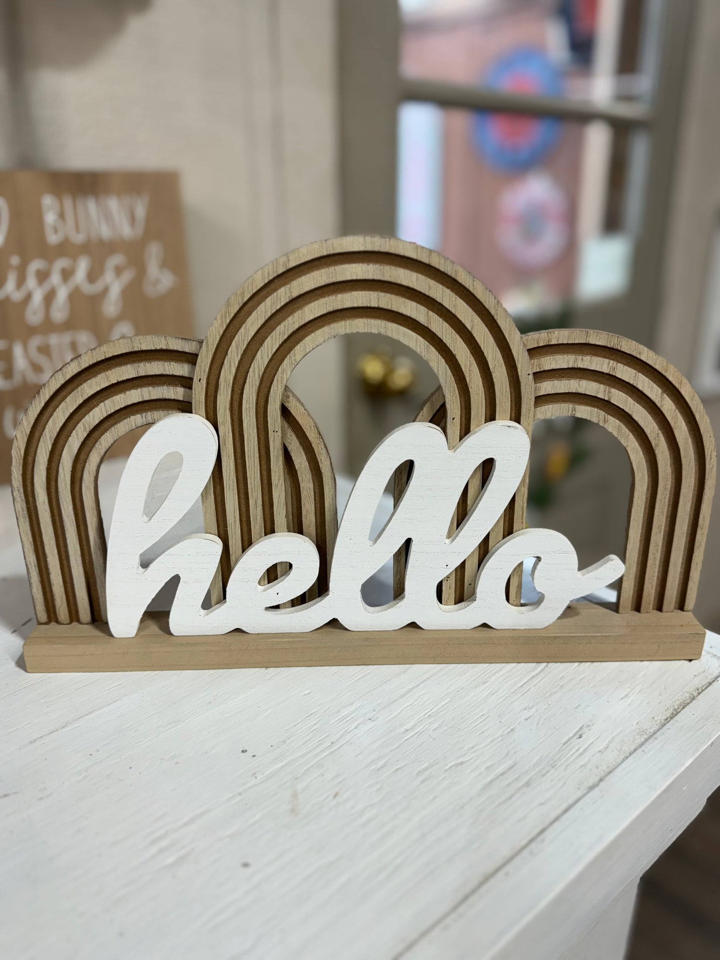 Wooden Arch Rainbow Sign