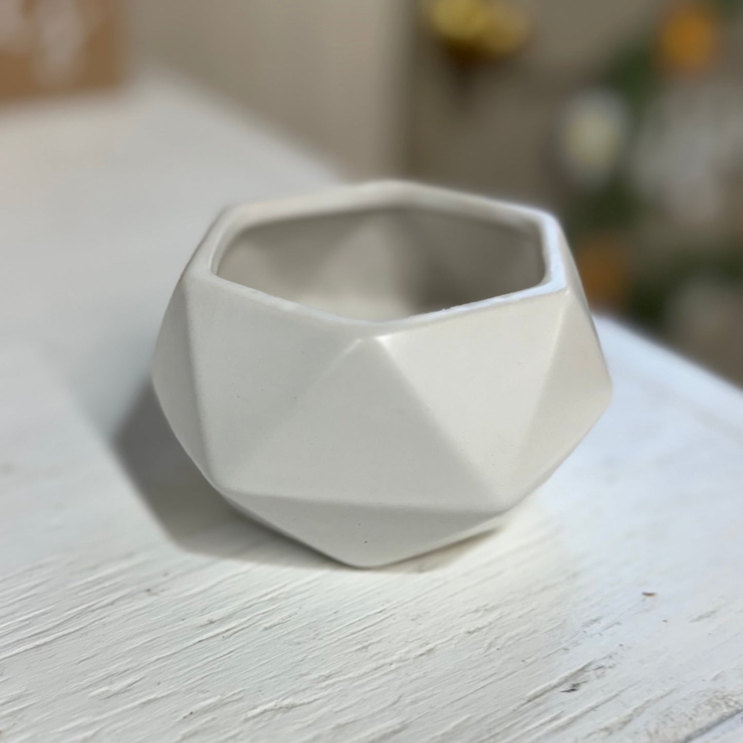 Small White Geometric Planter