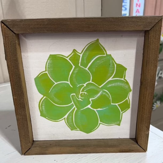 Wood-Framed Succulent Sign