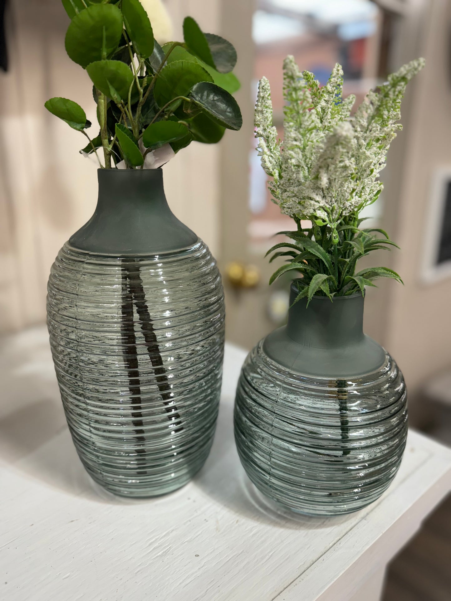 Green Glass Vase w/ Matte Top