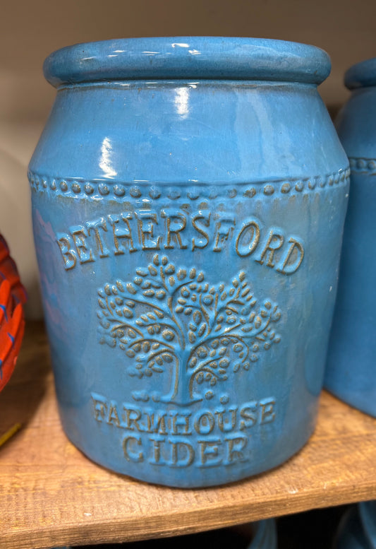 Blue Bethersford Farmhouse Cider Ceramic Planter