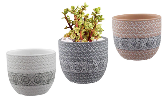 Weave & Circles Terracotta Planter