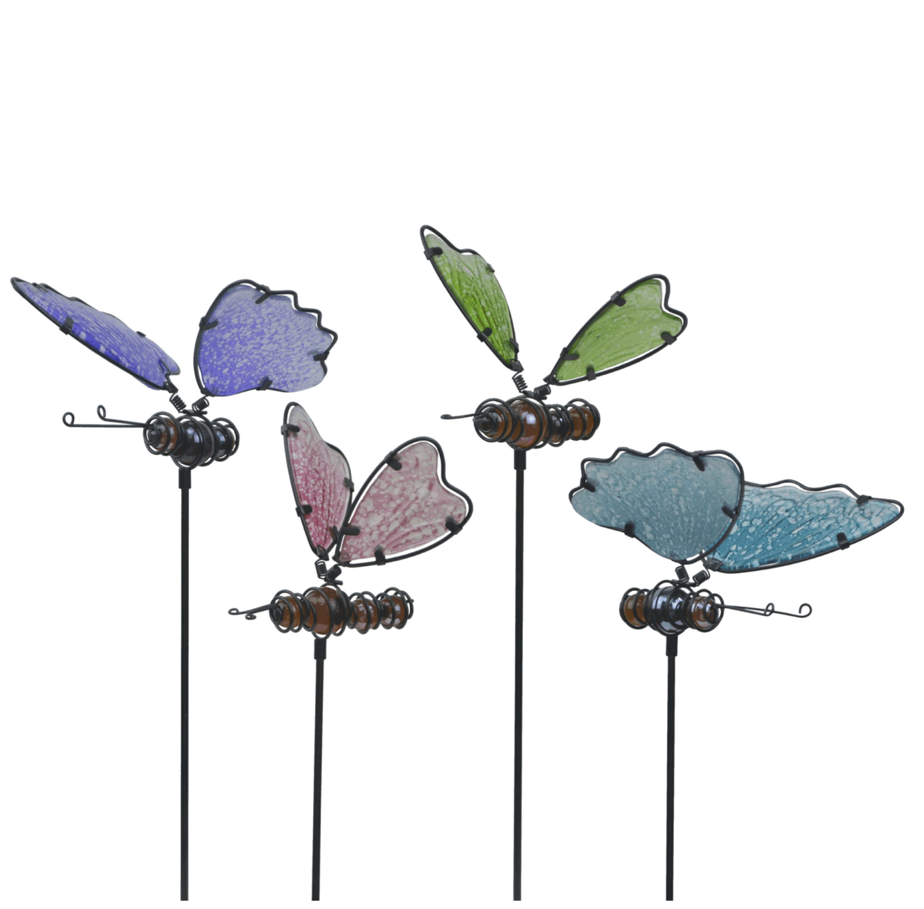 ASSORTED GLASS BUTTERFLY PLANT PICK STAKES