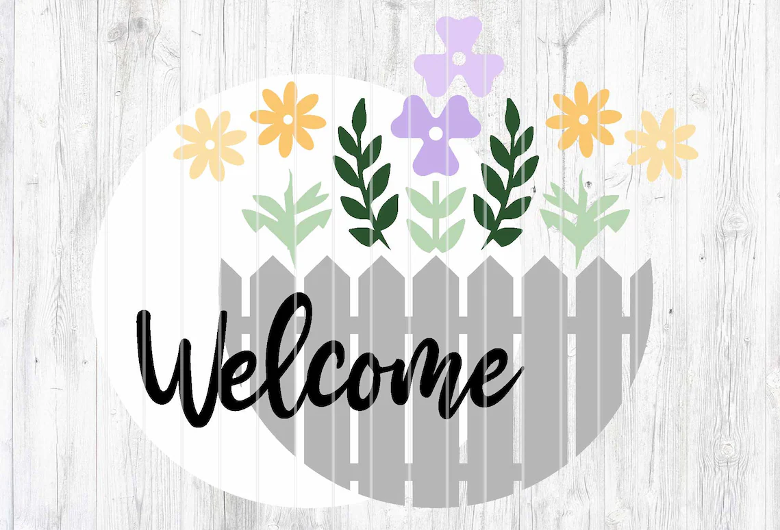 Spring- Welcome Fence and Flowers Door Hanger DiY | Wood Kit