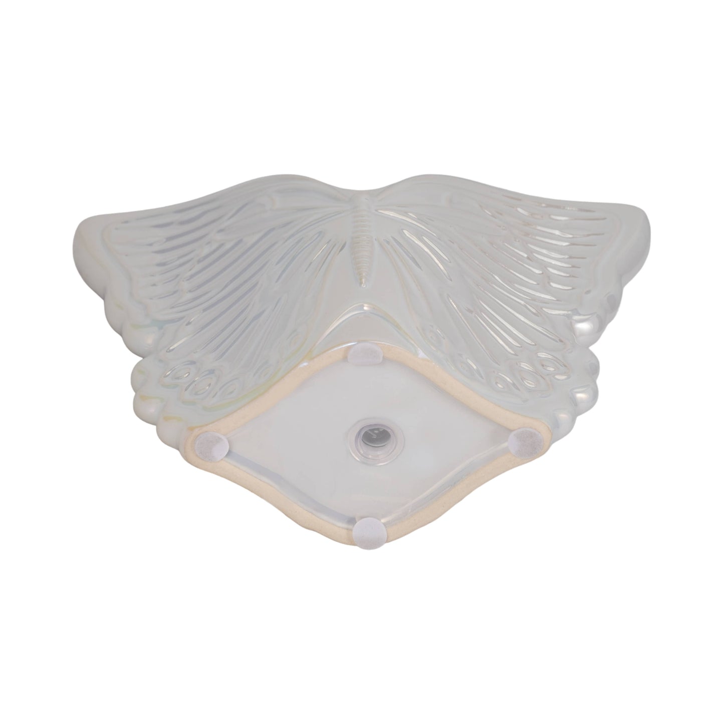 Planter - Ivory Ceramic Iridescent Butterfly, 7 in.