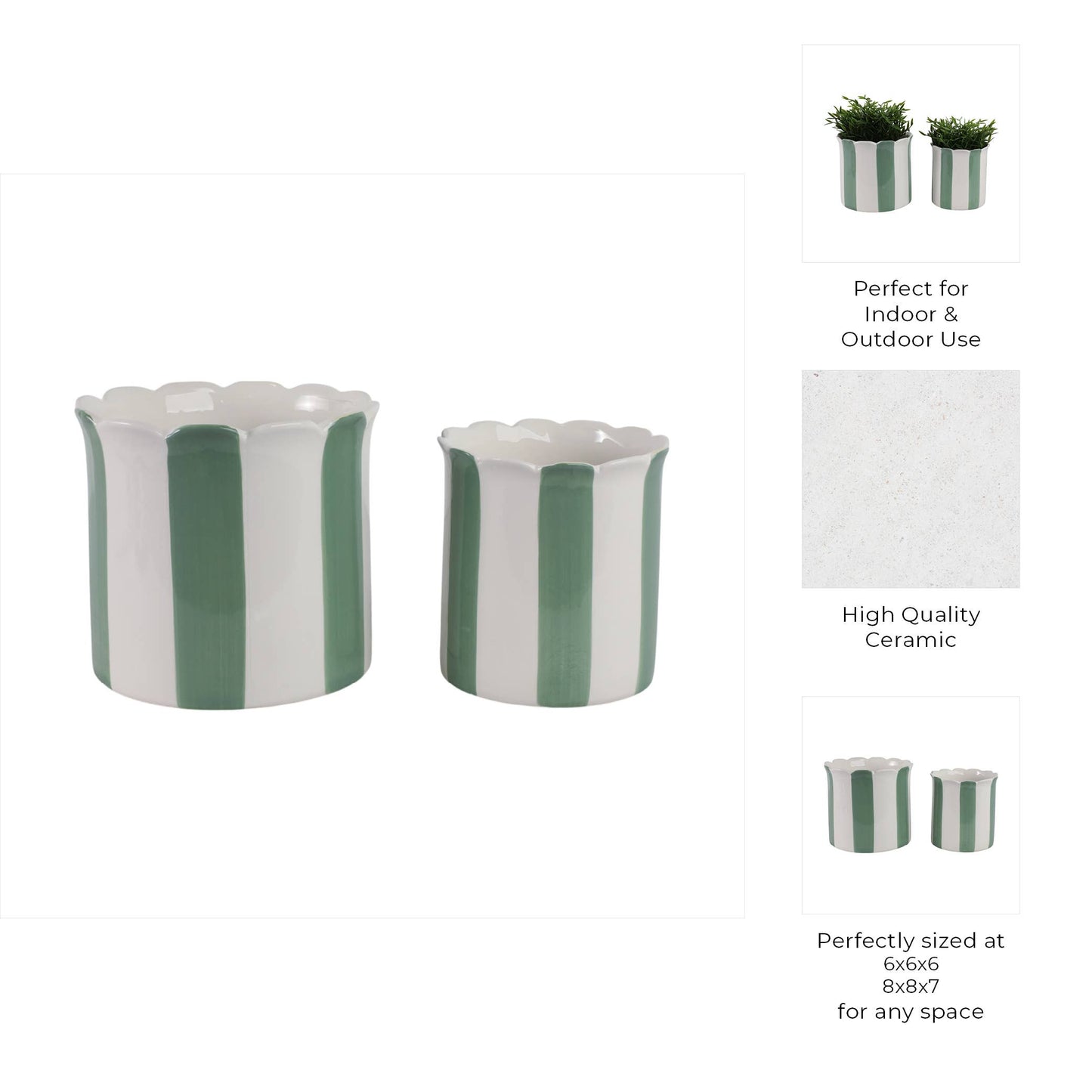 Green/White Ceramic Striped