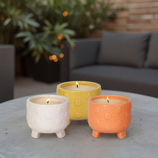 Patio Candles Multi Ceramic Big Dot Footed Planter, 16 Oz