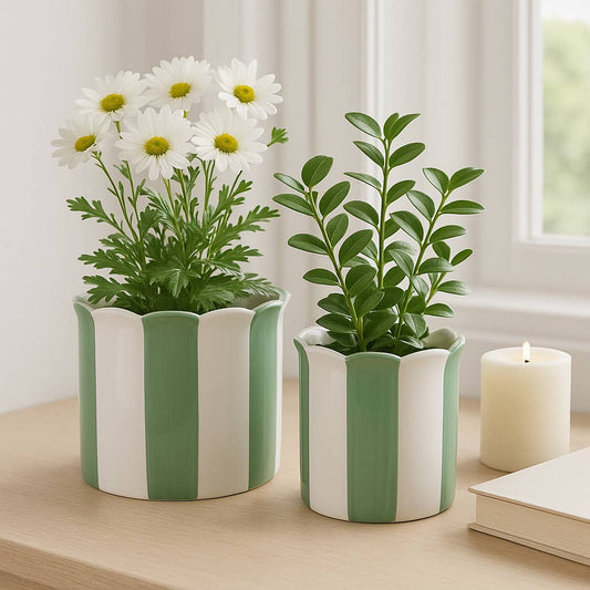 Green/White Ceramic Striped