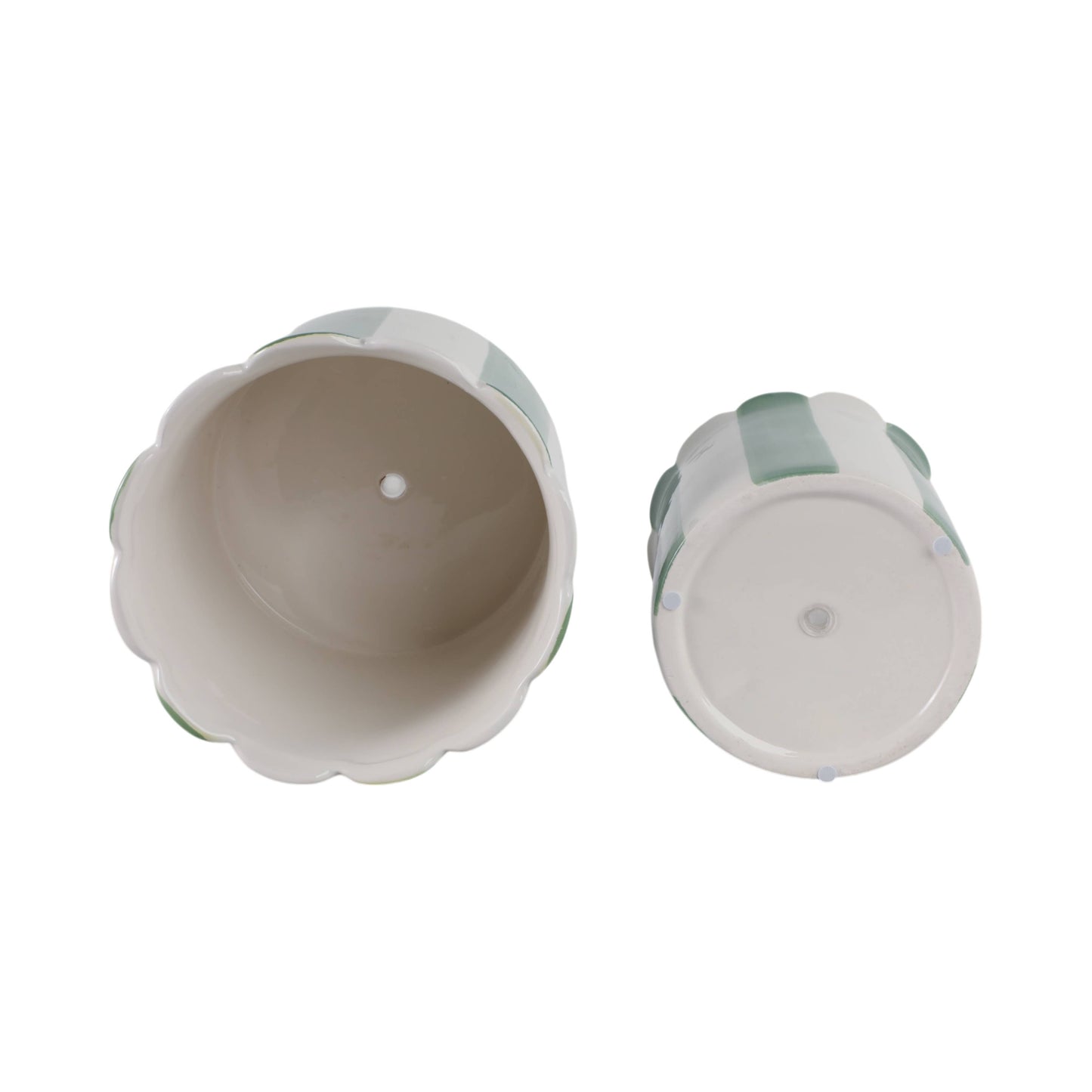 Green/White Ceramic Striped