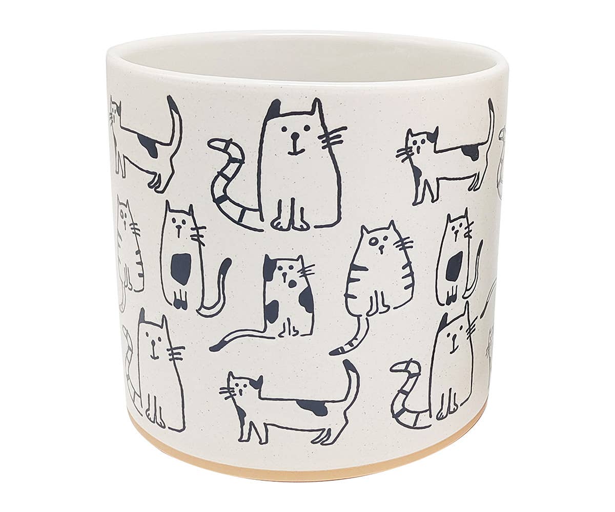 CRAZY CAT PLANTER 6.5" , 5"/6.5" NESTED 78149