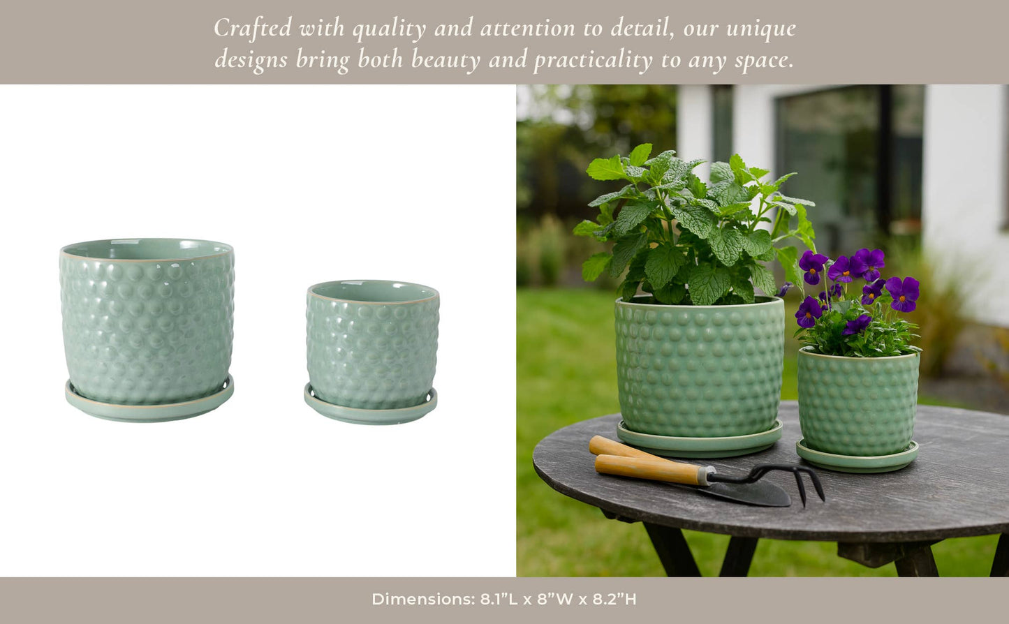 Ceramic Textured Bubble Planters - Green, 6/8 in.