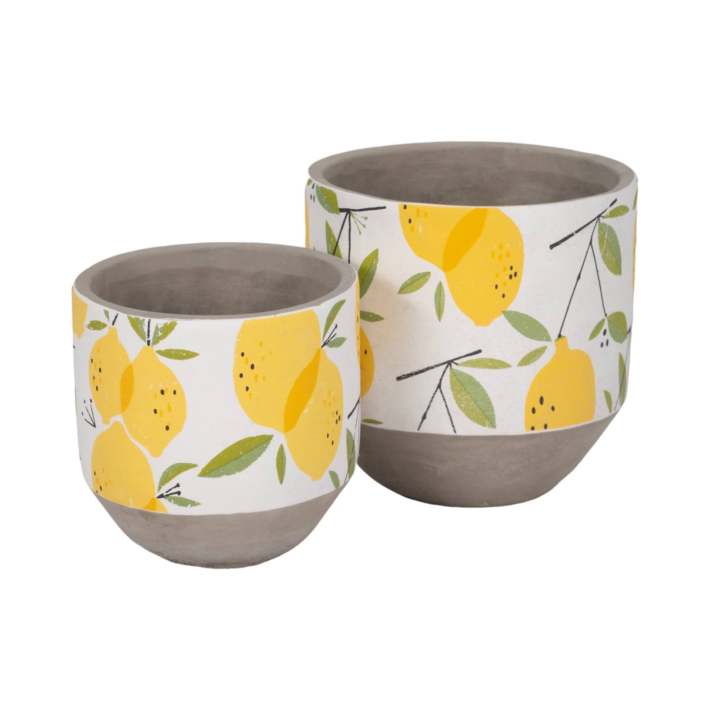 Yellow Pottery Growing Lemons Planters, 6/7 in.