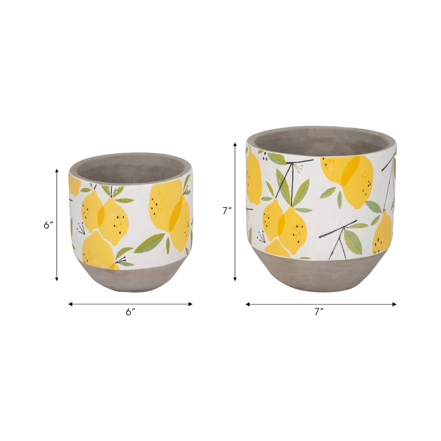 Yellow Pottery Growing Lemons Planters, 6/7 in.