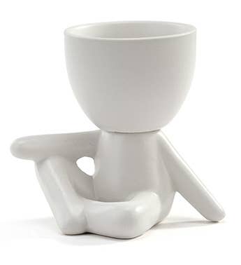 White Sitting Figure Planter - Playful Accent  Item #22278