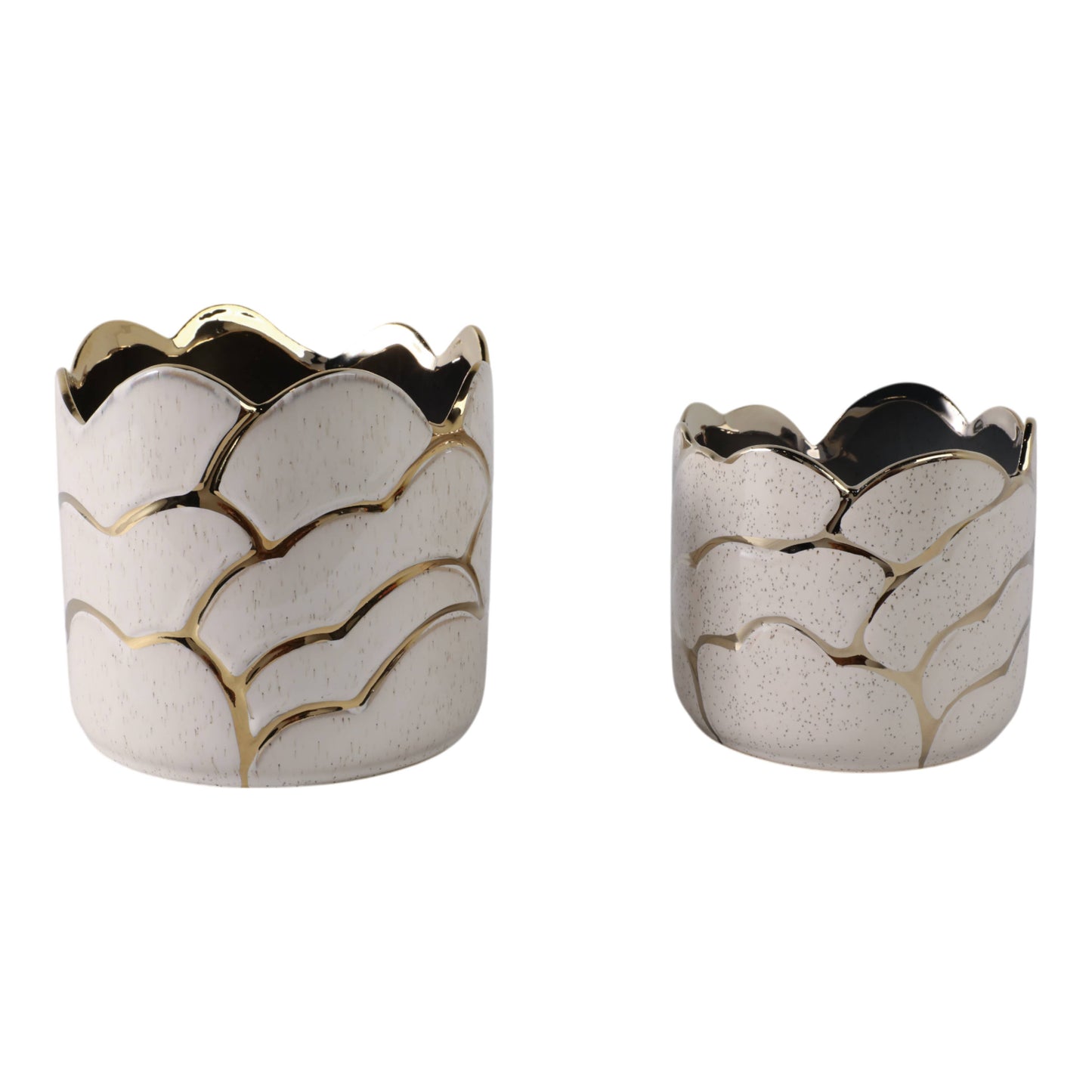 Ivory/Gold Resin Cloud Planters, 6/7 in.