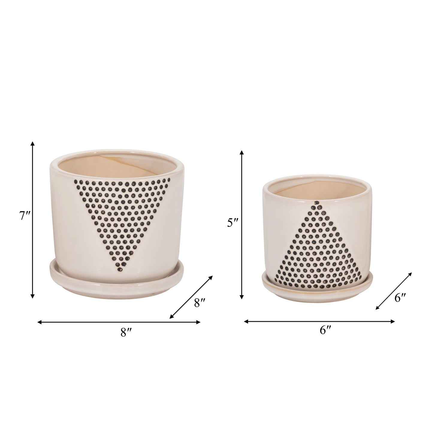 White Ceramic Triangle Dot Planter, 6/8 in.