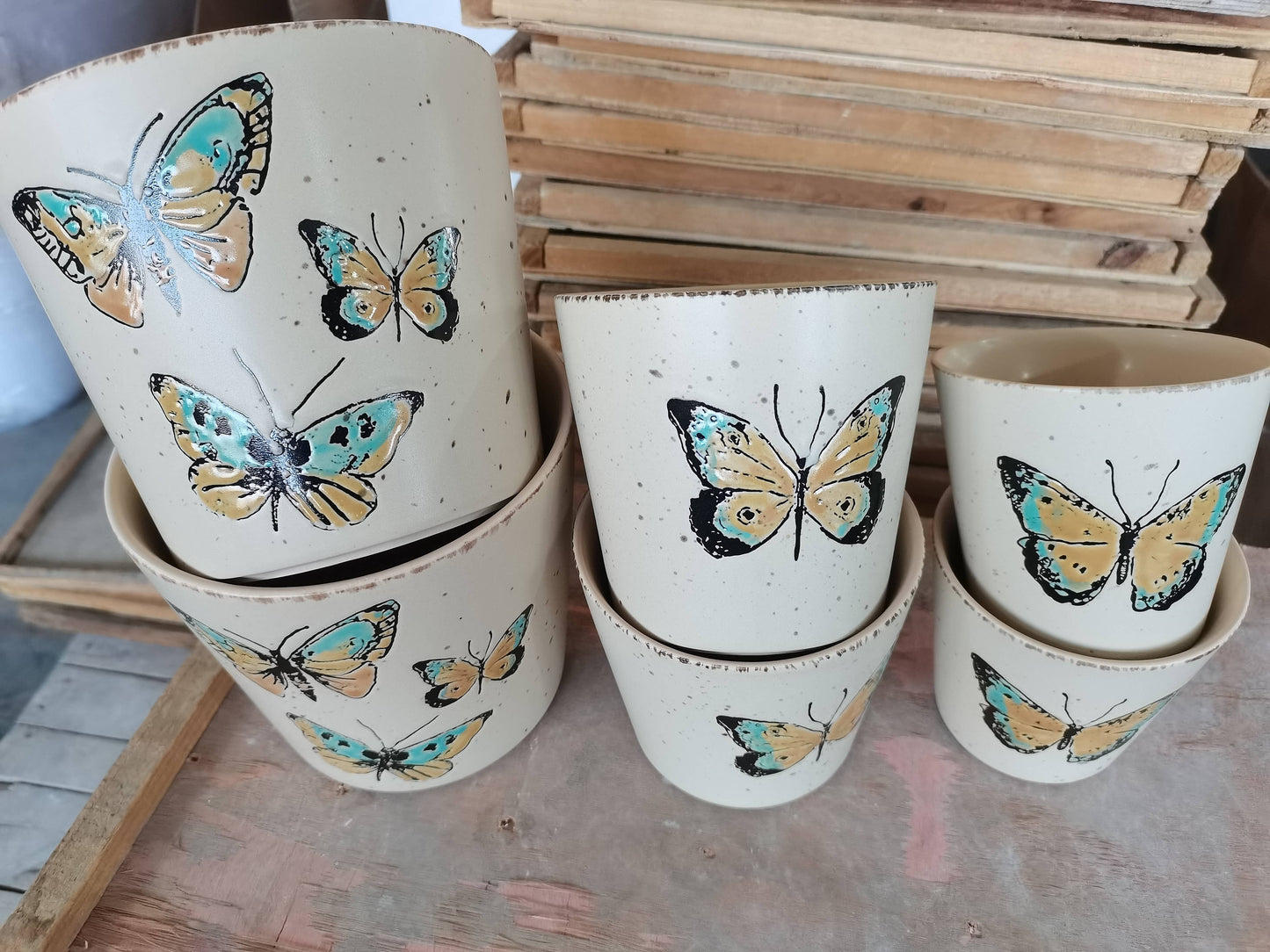 FARLEY BUTTERFLY 4" PLANTER Nested with 79107,79108