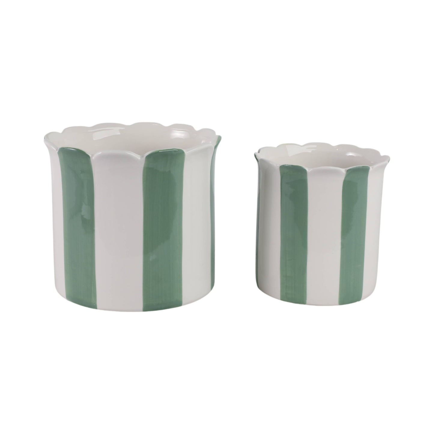 Green/White Ceramic Striped