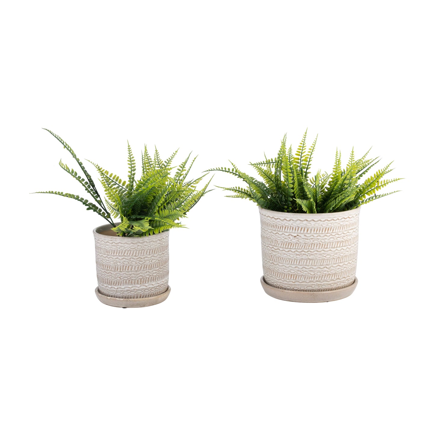 Ivory Round Tribal Planter With Saucer, 6/8 in.