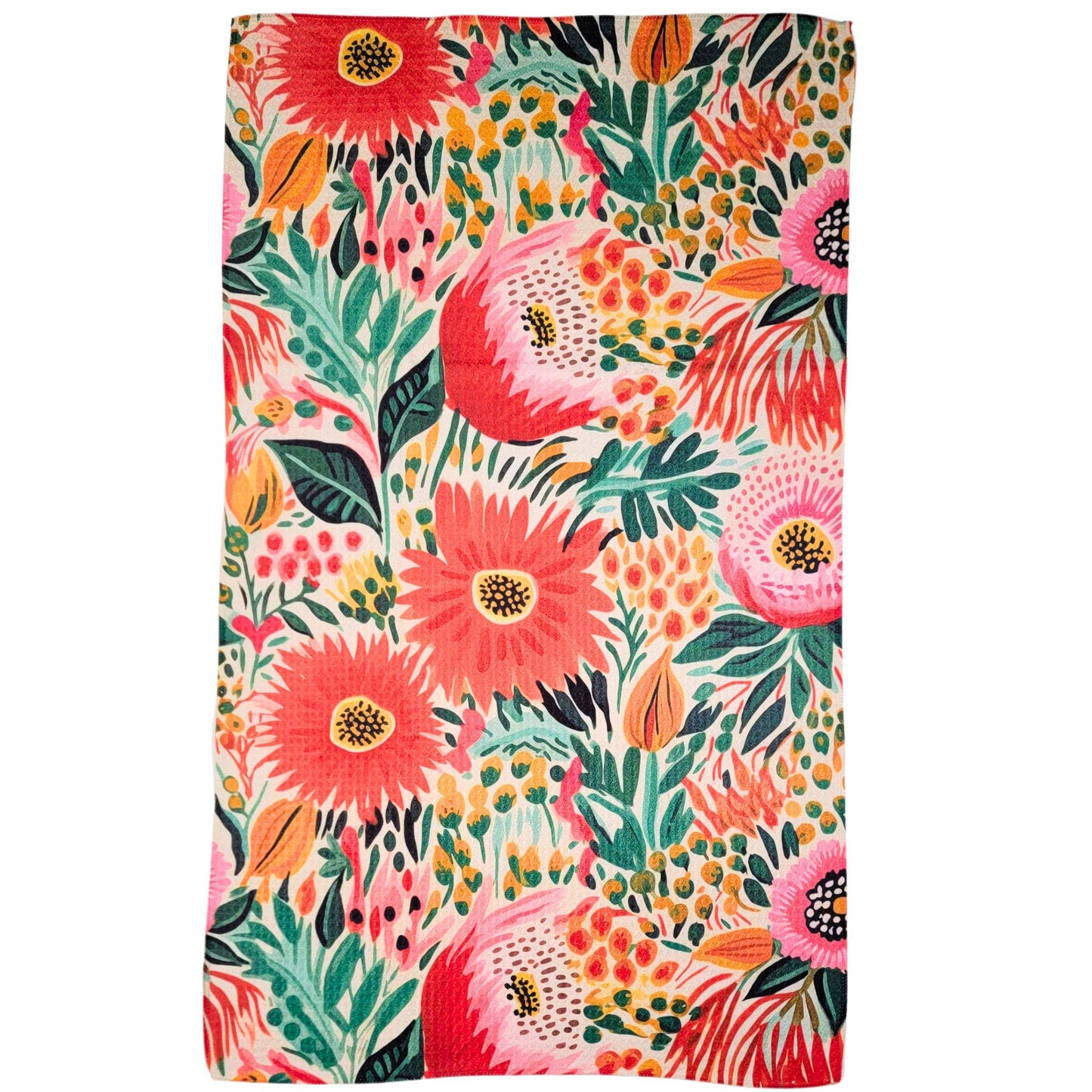 Tropical Summer Flowers Kitchen Waffle Towels