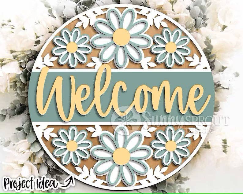Spring- Welcome Flower Pattern Door Hanger DIY | Paint Kit